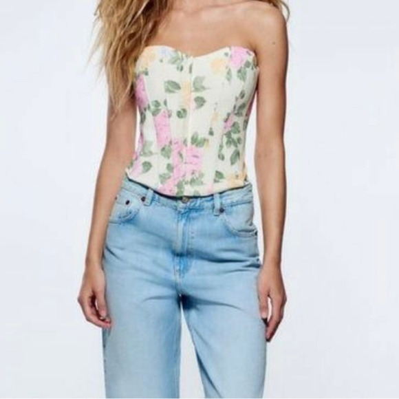 Zara Tops - Zara Floral‎ Corset Top Size S NWT
